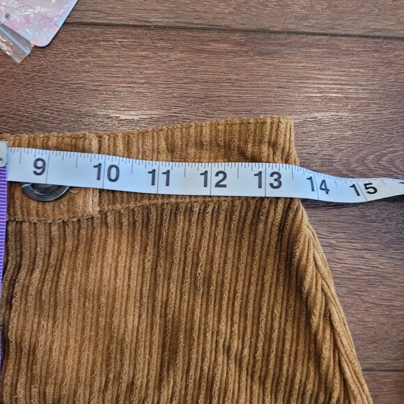 Corduroy Mini Skirt Size S Brown Button Front Unlined Cotton Chelsea & Violet - Picture 10 of 12